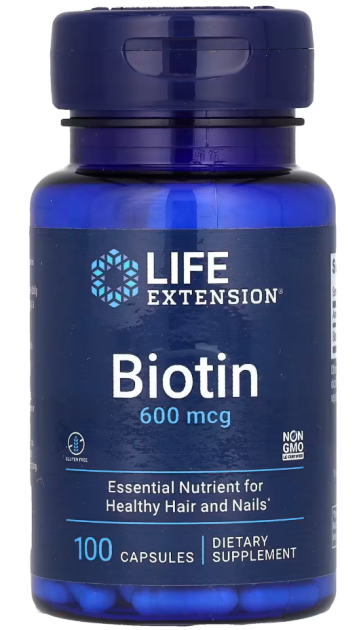 Biotin, 600 mcg, 100 Capsules Life Extension