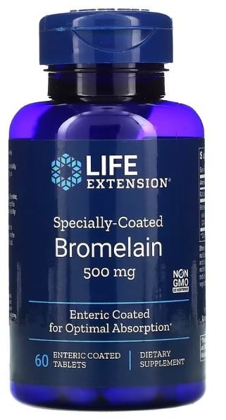 Specially-Coated Bromelain 500 mg, 60 enteric-coated vegetarian tablets Life Extension