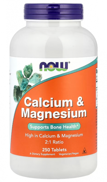 Calcium Magnesium, 250 Tablets Now foods