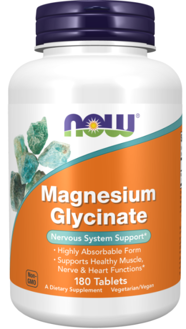 Magnesium Glycinate, 180 Tablets (100 mg per Tablet) Now foods