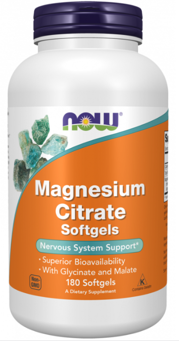 Citrato de Magnésio, 180 Softgels Now foods