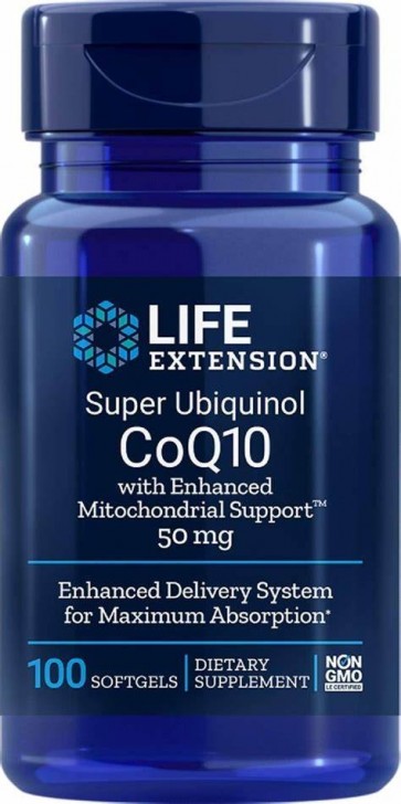 Super Ubiquinol CoQ10 with Enhanced Mitochondrial Support 50 mg, 100 softgels Life Extension