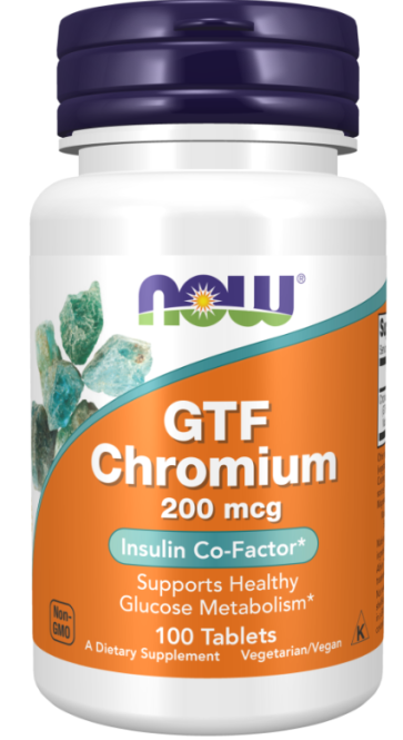 GTF Chromium, 200 mcg, 100 Tablets Now foods