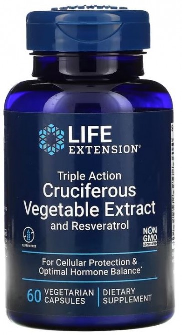 Triple Action Cruciferous Vegetable Extract and Resveratrol 60 vegetarian capsules Life Extension