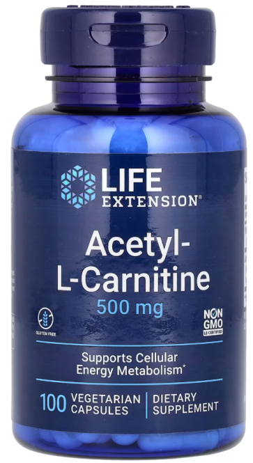 Acetyl-L-Carnitine, 500 mg, 100 Vegetarian Capsules Life Extension
