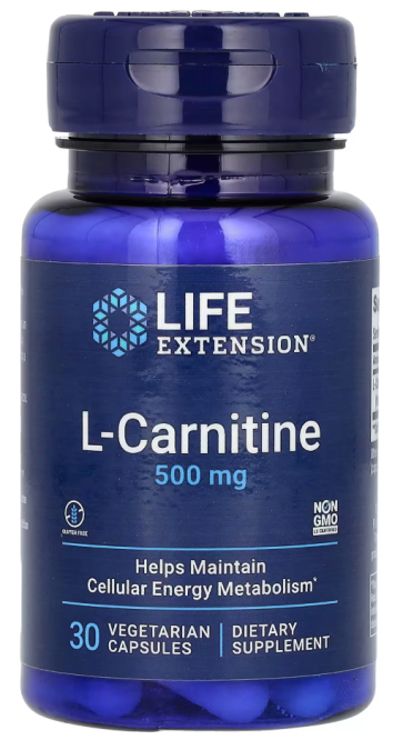 L-Carnitine, 500 mg, 30 Vegetarian Capsules Life Extension