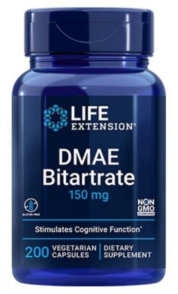 DMAE Bitartrate Dimethylaminoethanol 150 mg, 200s Life Extension