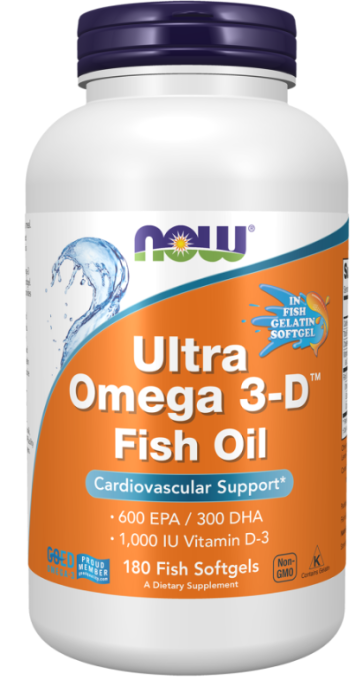 Ultra Omega 3-D, 600 EPA / 300 DHA, 180 Fish Softgels Now foods