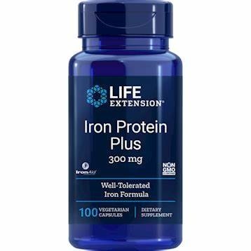 Iron Protein Plus 300mg 100 vegcaps Life Extension