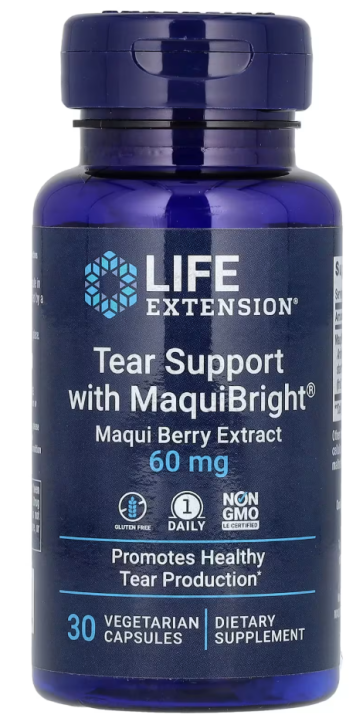 Tear Support with MaquiBright, 60 mg, 30 Cápsulas Vegetarianas Life Extension
