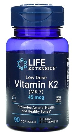 Vitamin K2 MK-7 45 mcg, Low Dose 90 softgels Life Extension