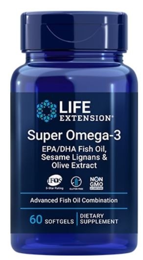 Super Omega-3 EPA/DHA Fish Oil, Sesame Lignans & Olive Extract 60s Life Extension