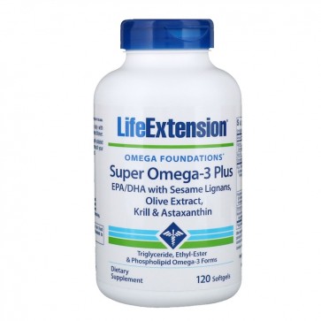Super Omega-3 Plus EPA/DHA with Sesame Lignans. Olive Extract. Krill & Astaxanthin. 120 s LIFE Extension
