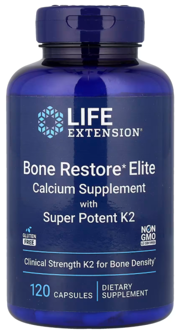 Bone Restore Elite, Calcium Supplement with Super Potent K2, 120 Capsules Life Extension
