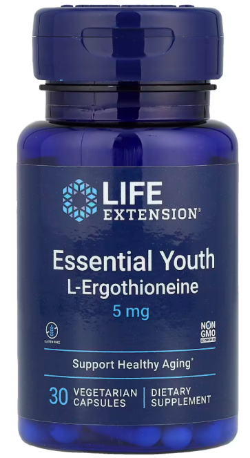 Essential Youth L-Ergothioneine, 5 mg, 30 Vegetarian Capsules Life Extension