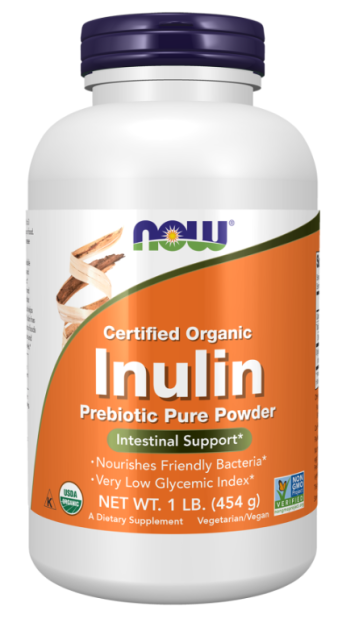 Certified Organic Inulin, Prebiotic Pure Powder, 1 lb (454 g) Now foods