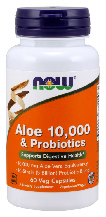 ALOE VERA 10.000 & PROBIOTICS 60 VCAPS NOW Foods