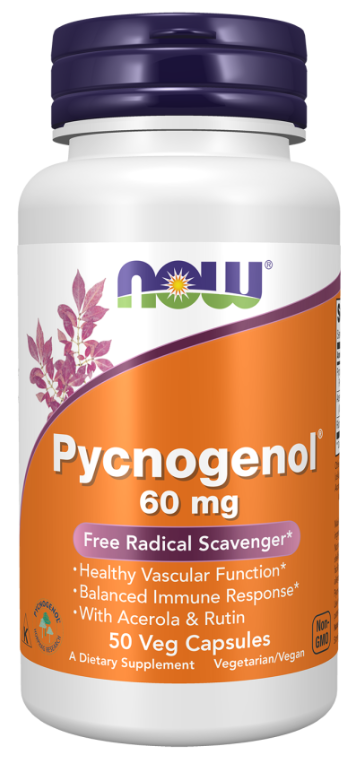 Pycnogenol, 60 mg, 50 Veg Capsules Now foods
