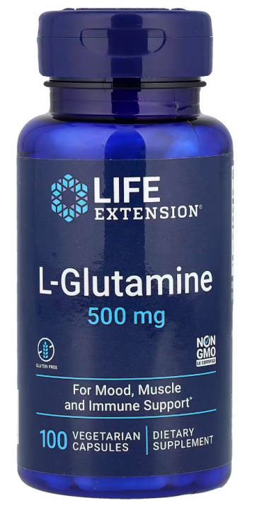 L-Glutamine 500 mg, 100 vegetarian capsules Life Extension