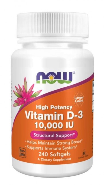 Vitamina D3 10,000 IU 240 Softgels Now foods