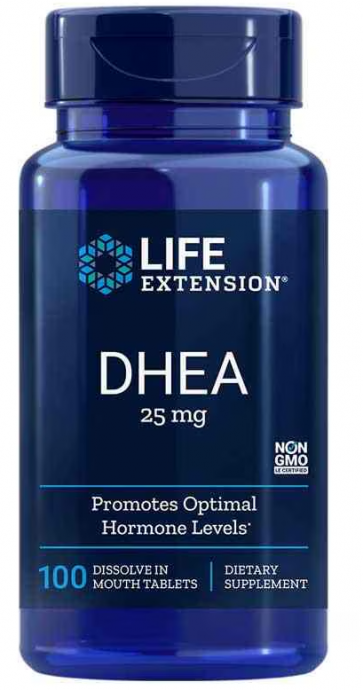 DHEA 25 mg, 100 dissolve-in-mouth tablets Life Extension