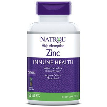 High Absorption Zinc Immune Health, 7.5 mg, Pineapple Chewable Tablet, 60ct Natrol