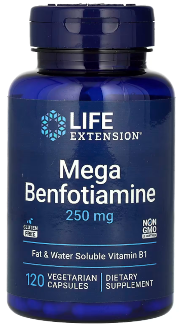 Mega Benfotiamine, 250 mg, 120 Vegetarian Capsules Life Extension