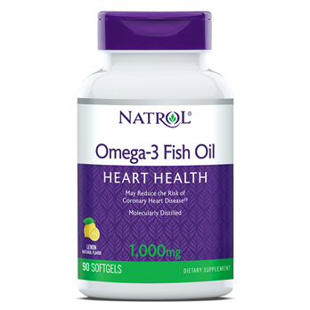 Omega 3 Fish Oil Heart Health, 1,000 mg, Lemon Softgels, 90ct Natrol