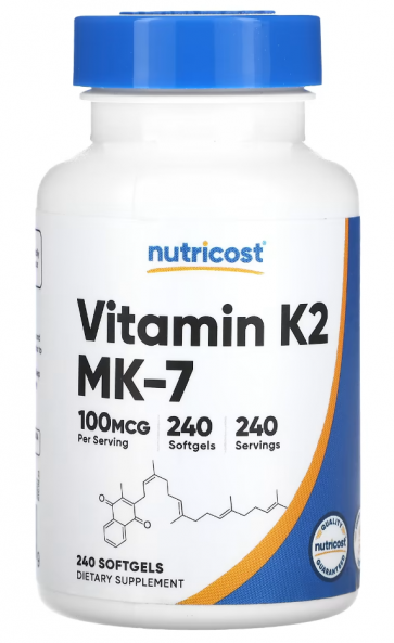 Vitamin K2, 100 mcg, 240 Softgels Nutricost