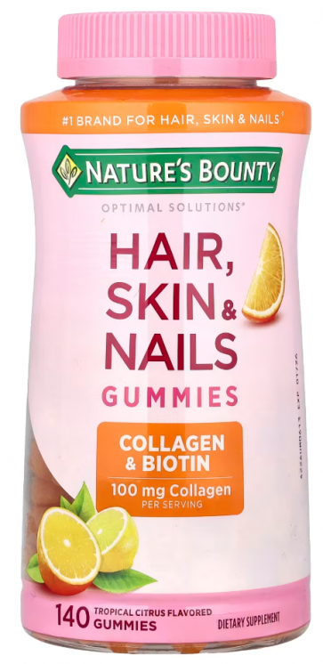 Hair, Skin & Nails Gummies, Tropical Citrus, 140 Gummies Nature's Bounty