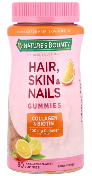 Hair, Skin & Nails Gummies, Tropical Citrus, 80 Gummies Nature's Bounty