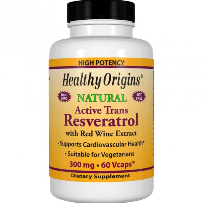 Resveratrol 300mg Red Wine Extract 60 Vcaps HEALTHY Origins Healthy