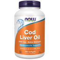 Cod Liver Oil, Extra Strength 1,000 mg 180 Softgels Now foods