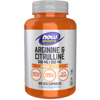 ARGININE  500mg  CITRULLINE 250MG 120 VCAPS Now foods