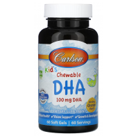 Carlson, Kid's Chewable DHA, Bursting Orange, 100 mg, 60 Soft Gels