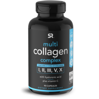 Multi Collagen Complex I, II, III, V, X with Hyaluric acid and Vit C  90caps Sports Research