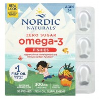 Omega-3 Fishies, Zero Sugar, Ages 3+, Tutti Frutti, 300 mg, 36 Fishies